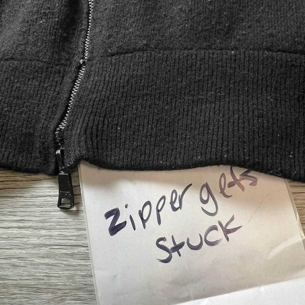 Banana Republic Sweater Jacket Mens Small Black Merino Wool‎ Elbow Patch AE51